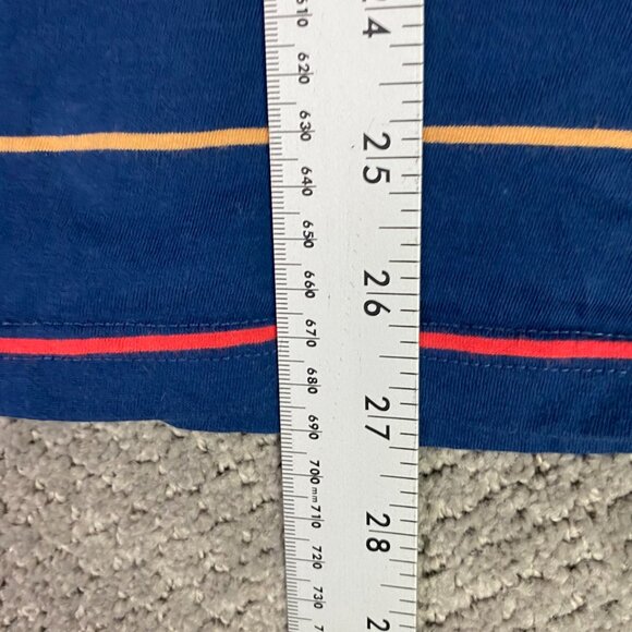 Criquet Polo Shirt Men's Medium Blue Stripe Organic Cotton Striped Preppy - Picture 9 of 10